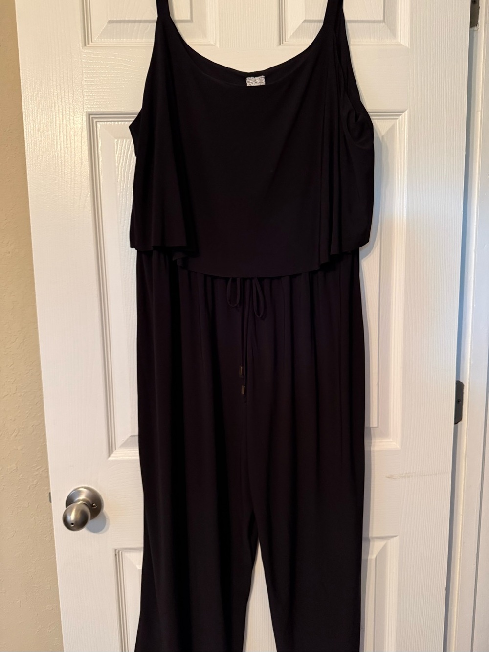NAIF Black Sleeveless Wide-Leg Jumpsuit with Drawstring